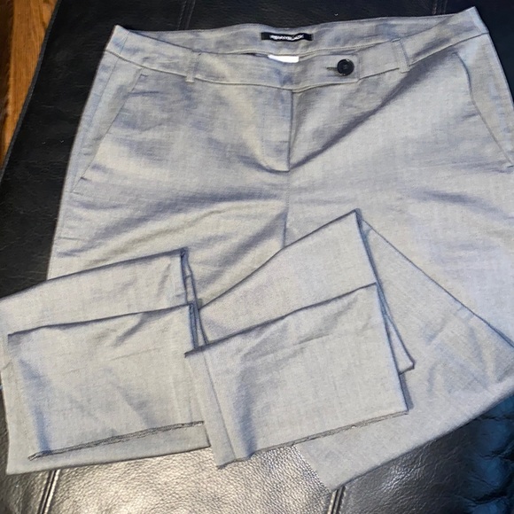 Long grey thin trousers- straight leg, double button waist - Picture 1 of 5